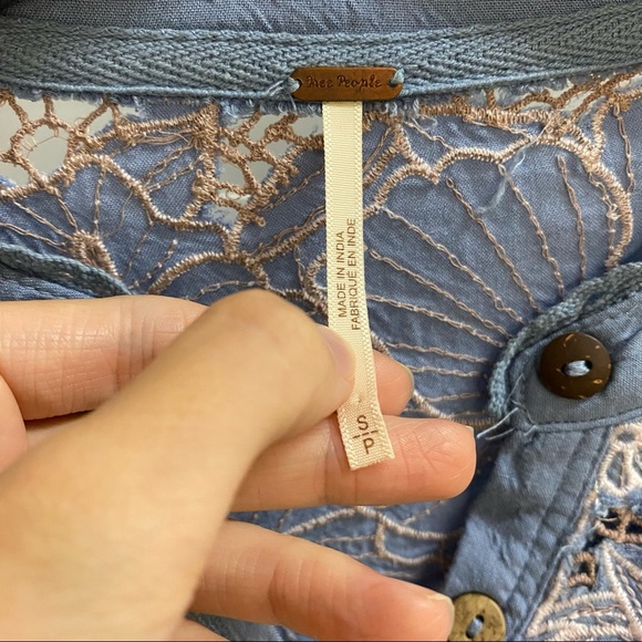 Free People Easy Breezy Long Sleeve Lace Henley Top - Picture 3 of 8